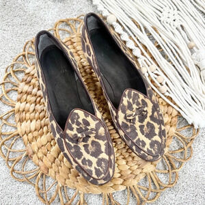 Stuart Weitzman Animal Leopard Print Loafers Slip On Shoes Bow Size 8.5